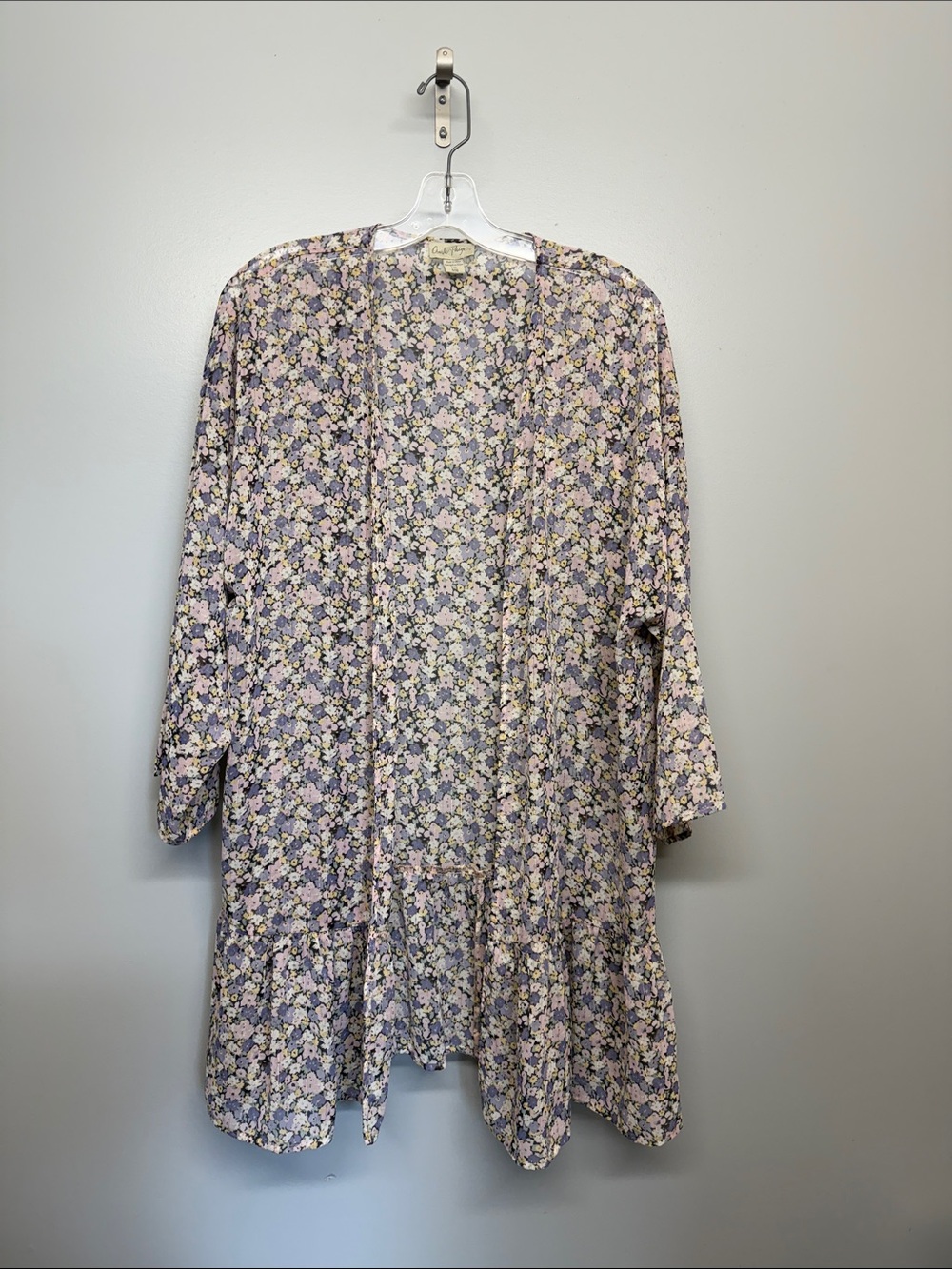 Anthropologie Charlie Paige Floral Open Front Oversized Cardigan